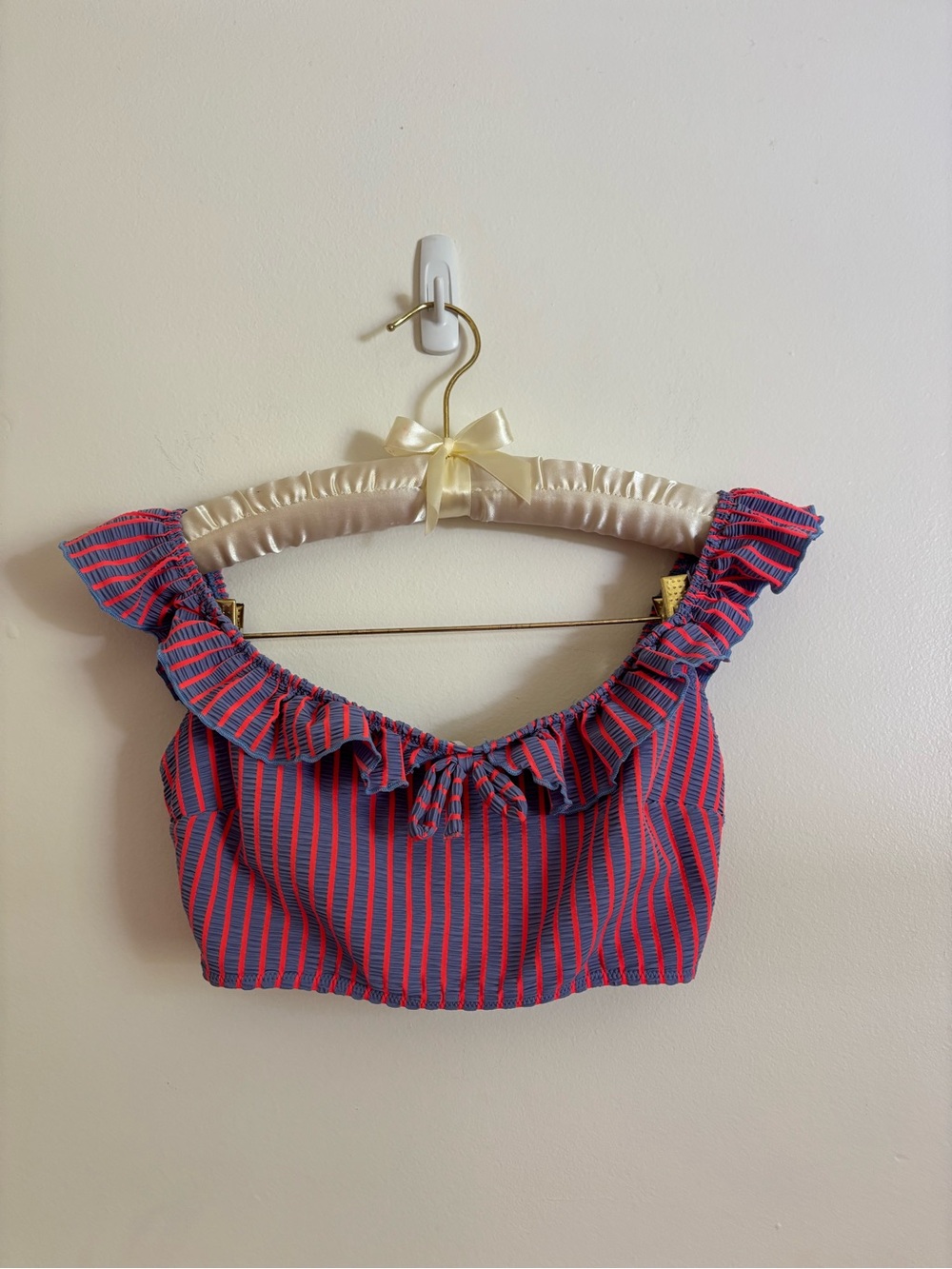 Solid & Striped Ruffle Off-Shoulder Swim Top - Picture 1 of 6
